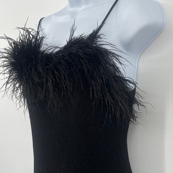 Vtg Y2K Alex Evenings Formal Dress Sz 6 Sparkle Feather Prom Whimsigoth Witchy - Picture 14 of 14